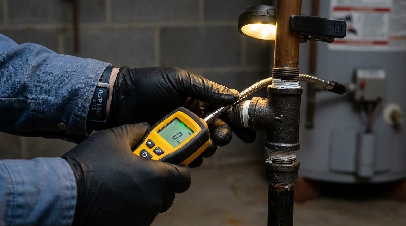 Gas leak detection with electronic sniffer by Johns Plumbing LLC in Uhrichsville
