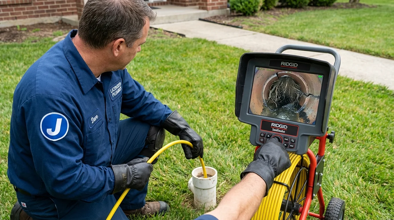 Sewer camera inspection being performed by Johns Plumbing LLC in Uhrichsville